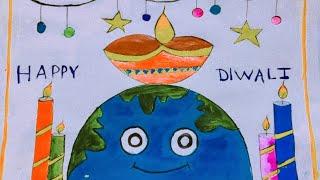 5 minutes easy diwali drawing | Learn step by step