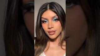 Makeup transformation  #blueeyeshadow #summermakeup #beauty #makeupideas #maquillaje