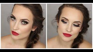 Full Glamour evening make up - wieczorowy makijaż czerwone usta, sztuczne rzęsy