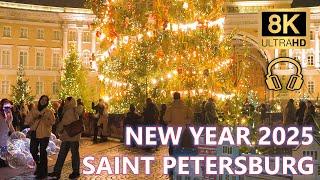 Saint Petersburg ~ New Year Walking Tour 2025 ~ 8K 60fps  Ambient Sounds