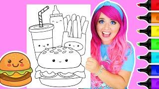 Coloring a Cute Burger & Fries Meal Coloring Page | Caliart Markers