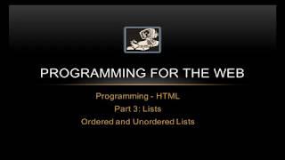 Basic HTML Lists - Programming for the Web