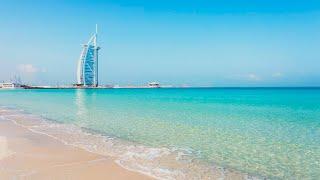 4k UHD Burj Al Arab Beach Waves. Relaxing Ocean Sounds, Beach Waves, Ocean White Noise 10 Hours.