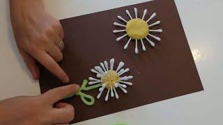 Cum sa faci floricele din bețișoare de urechi/lucru manual pentru copii, tutorial, DIY