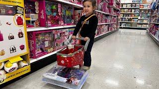 Shopping in Target with a MiNi Shopping Cart! Anything you fit dad will buy !