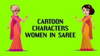 Women in saree free green screen animated cartoon animation characters indian lady talking vectors