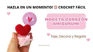 Maceta Cactus Corazón tejido a crochet Amigurumi ️ Fácil para Principiantes