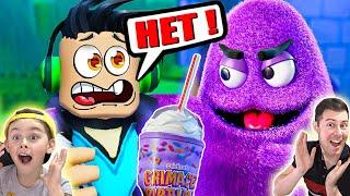 ПОБЕГ ОТ ГРИМАС ШЕЙКА БАРРИ в ROBLOX! Grimace Shake ПРИСЛЕДУЕТ НАС В ЖУТКОМ МЕСТЕ!