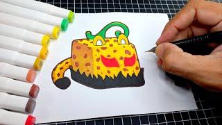 como DESENHAR a FRUTA LEOPARDO do BLOX FRUITS - HOW TO DRAW LEOPARDFRUIT blox fruits