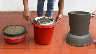 AMAZING cement craft ideas - Simple way to make beautiful plant pots for your garden