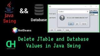 Delete JTable and Database Values in Java Swing