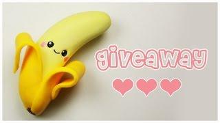 polymer clay Kawaii Banana TUTORIAL + GIVEAWAY CLOSED ! ( jewelry & AmiGami toy)