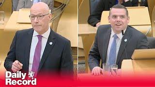 Douglas Ross forced to apologise to John Swinney during FMQs for branding him "Honest John"