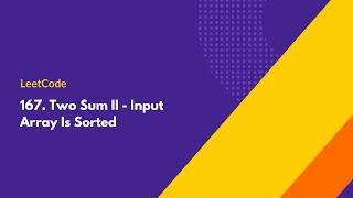 Two Sum II - Input Array Is Sorted - LeetCode 167 - Java