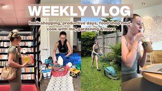 WEEKLY VLOG | book shopping, productive days, food shop haul, cook with me, garden glow up & more