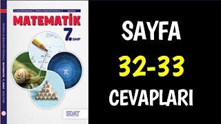 7.Sınıf Matematik Ders Kitabı Sayfa 32 33 Cevaplar Çözümler