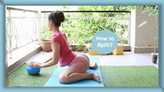 Woman's gymnastics routine stretch for split, EP108