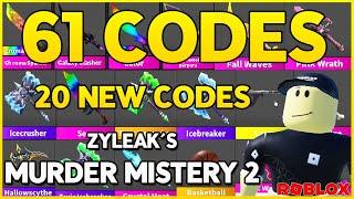 20 NEW CODES61 WORKING CODES for ️MURDER MISTERY 2️  ZYLEAKS ️ Roblox 2024