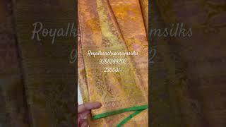 Pure Silk 4D Edge To Edge Border Meenakari Border Kanchipattu Designer weaved Handmade Price : 23000