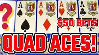 QUAD ACES!!!  MASSIVE HIGH LIMIT VIDEO POKER JACKPOT!