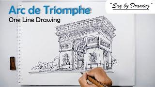 How to Draw Arc de Triomphe || One Line Drawing || Architecture Drawing