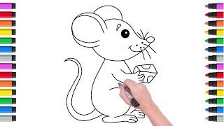 Mouse with Cheese Drawing, Painting and Coloring for Kids & Toddlers | @PeppaPigkids24