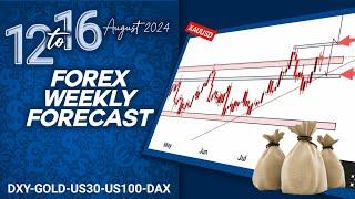 Weekly Forex Forecast 12-16 August 2024(DXY, GOLD,US30,US100,GER30)#weeklyforexforecast