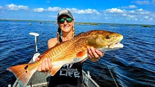 Louisiana Marsh Gold! Sight Fishing For Redfish! (Catch and Cook)