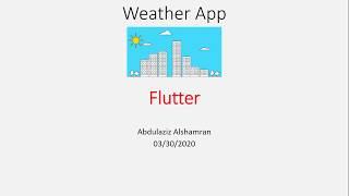 Flutter: Weather App - part 1