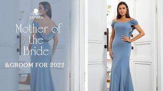 ZAPAKA 2022 Mermaid Grey Blue Mother of the Bride Dress