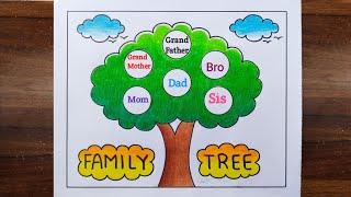 Family Tree Drawing Easy / How to Draw Family Tree / Family Tree Project Ideas / Family Tree Drawing