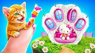 Hello Kitty строит домик для бездомного котенка!