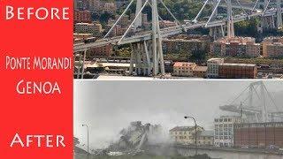 Ponte Morandi ,before and after, Genoa motorway, Polcevera a Genova