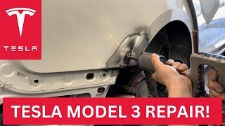 Collision Repair Process Fixing a Tesla Model 3 1/4 Panel