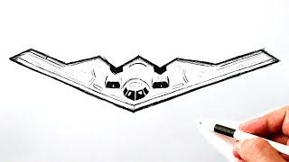 How to draw a military airplane B-2 Stealth Bomber