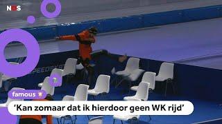 Boze schaatser Nuis sloopt stoel en raakt gewond