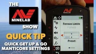 Quick Start Minelab Manticore Metal Detector Settings