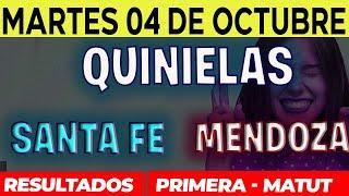 Quinielas Primera y matutina de Santa Fé y Mendoza, Martes 4 de Octubre