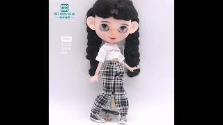 Blyth Clothes Azone OB22 OB24 Doll Accessories Fashion Short T Black