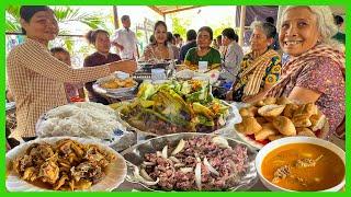 Best Recipe In Village, Pumpkin Flower-Beef Fried! Khmer Krom Party Countryside, Khmer New Year.