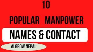 10 Popular manpower in Nepal || 10 manpower's Name & Contacts @algrownepal