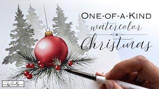 DAZZLING Yet SIMPLE One-of-a-Kind Christmas Card/Painting for Watercolor! Easy Step-by-Step Tutorial