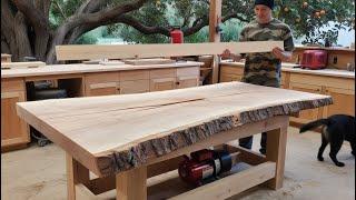 Building a giant live edge table from reclaimed wood