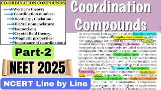 Coordination Compounds(Part-2) NCERT Line by Line | NCERT Highlights #neet2025  #ncertneet #class12