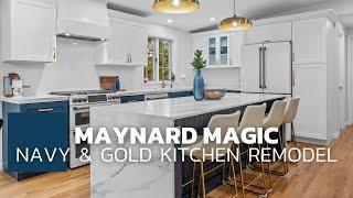 Revealing Project Maynard Magic: A Navy and Gold Open Concept Kitchen for Clients Nick & Essence!