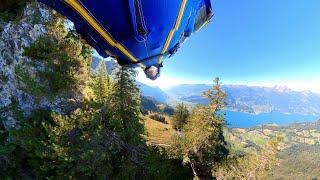 Wingsuit BASE jump, the Trench line, Walenstadt