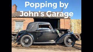 Stopping by Jon’s Garage. Vintage cars. Austin 12/6 Newbury, Morris 12 Coupe.