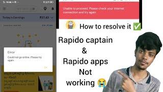 Rapido Captain App Not Working | Could not go online | Rapido App Internet Connection Problem