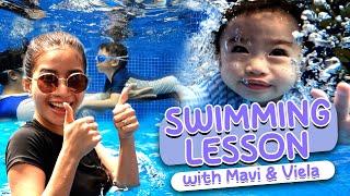 First Swimming Lesson with Mavi & Viela ‍️