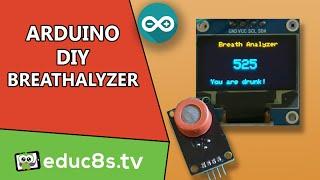 Arduino Breathalyzer Project using MQ3 alcohol sensor 0.96' 128x64 OLED display on Arduino Mega